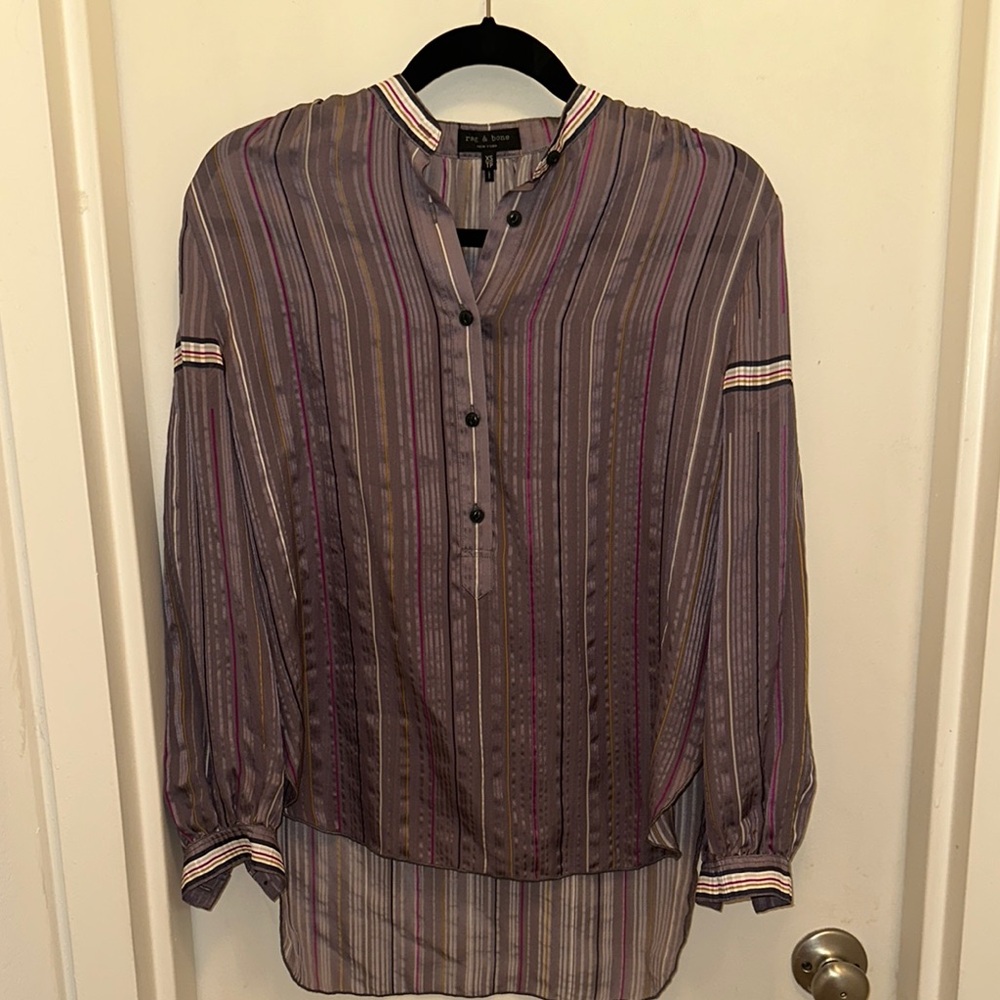 Rag & Bone Striped Button-Up Blouse